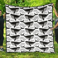 Black Whale Pattern DHCDHC DT1910 Quilt Blanket and Home Decor
