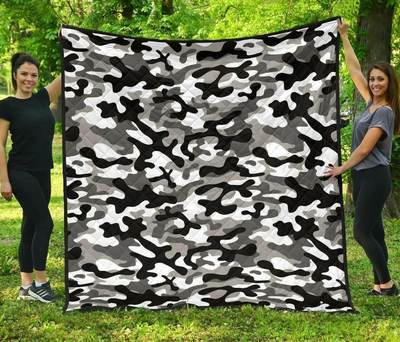 Black White Camo Camouflage Pattern DHCDHC DT1910 Quilt Blanket and Home Decor