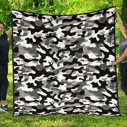 Black White Camo Camouflage Pattern DHCDHC DT1910 Quilt Blanket and Home Decor