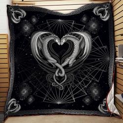 Black White Dragon Couple Quilt Kp4 and Home Decor