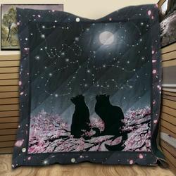 Blackcat Spring Night JB4 3D Customized Quilt and Home Decor