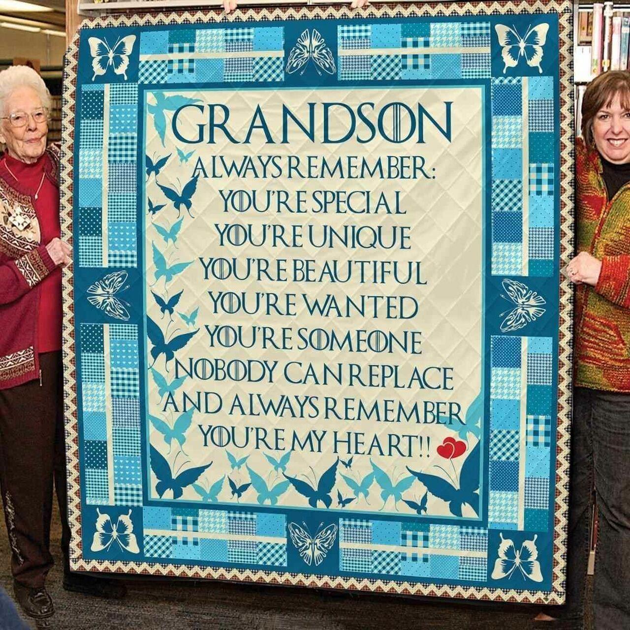 Blanket Grandson Grandma You Re Special Unique And Beautiful 02 Blanket Th0807 Quilt and Home Decor