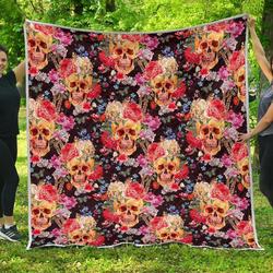 Blossom Peony Skull Cl17100097Mdq Quilt Blanket and Home Decor