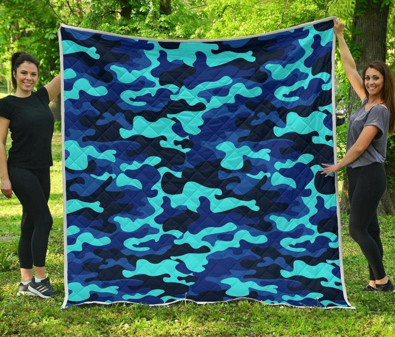 Blue And Black Camouflage Cl17100101Mdq Quilt Blanket and Home Decor