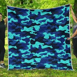 Blue And Black Camouflage Cl17100101Mdq Quilt Blanket and Home Decor