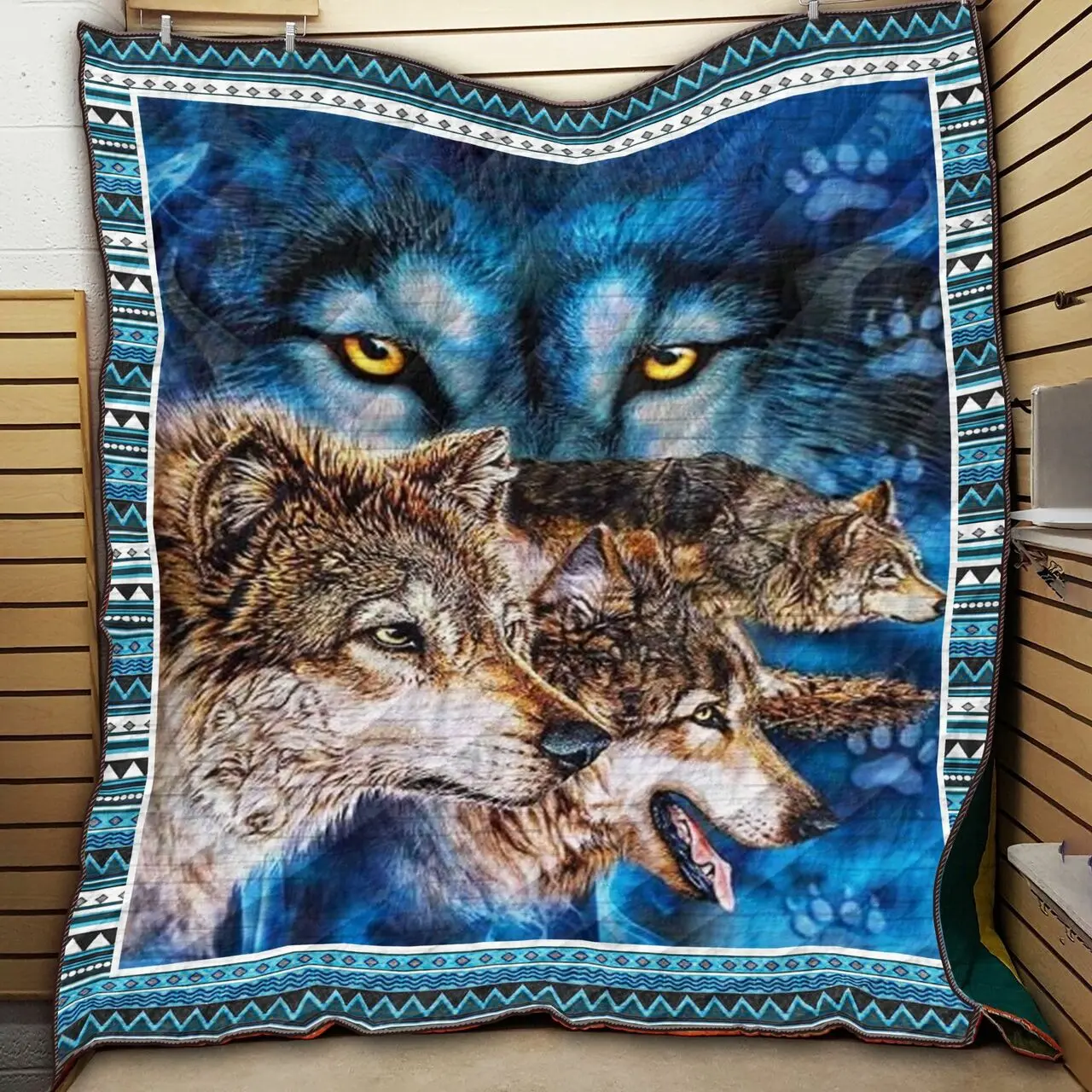 Blue And Grey Wolf BH13 NTTH011298 3D Customized Quilt and Home Decor