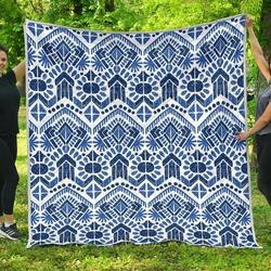 Blue And White Aztec Cl17100105Mdq Quilt Blanket and Home Decor