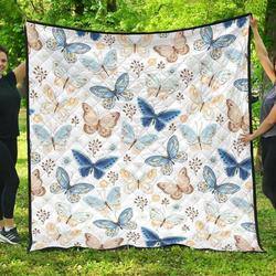 Blue Butterfly Pattern DHCDHC DT1910 Quilt Blanket and Home Decor
