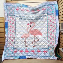 Blue Flamingo Mama Quilt and Home Decor