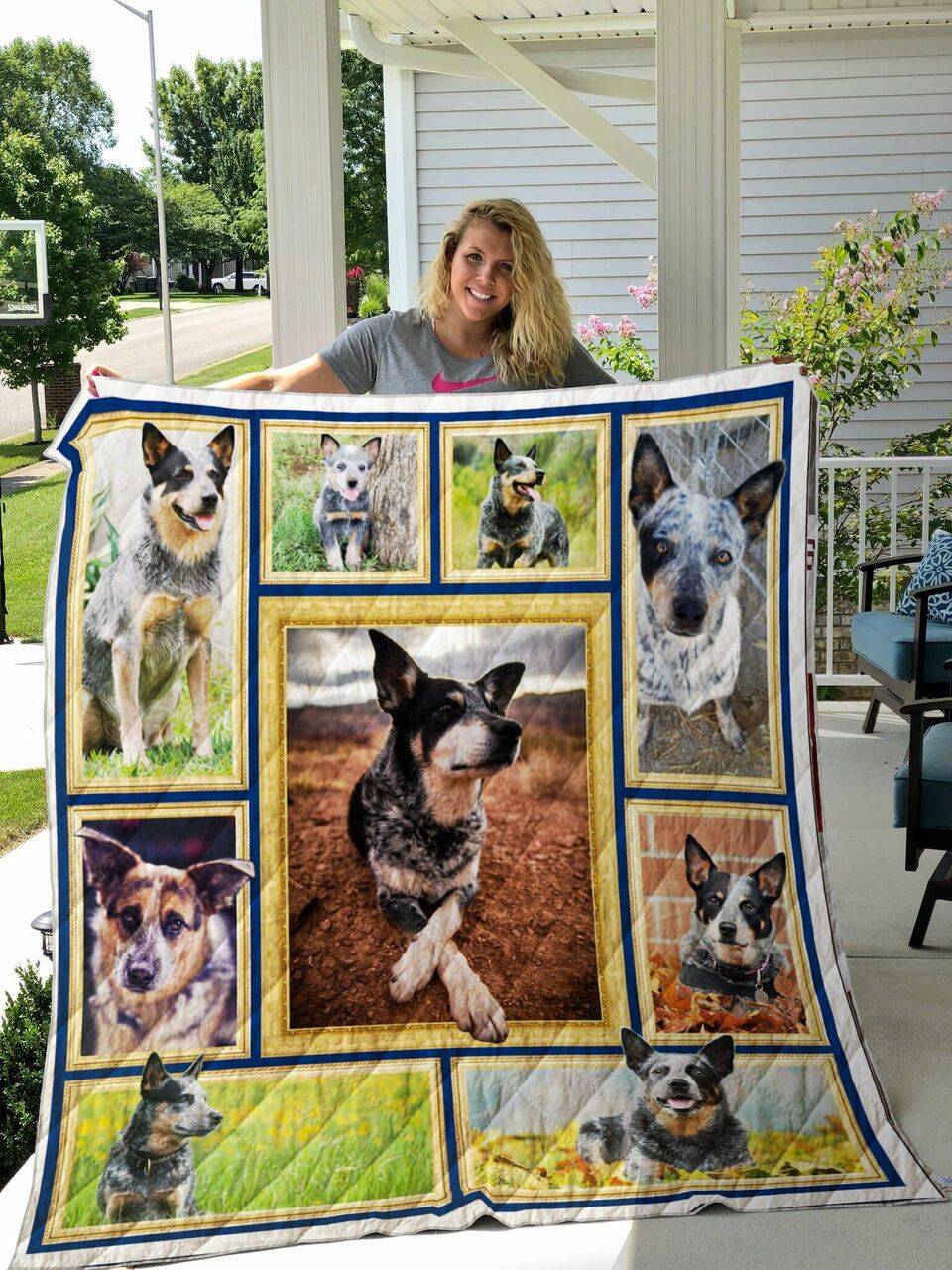Blue Heeler Dog Picture Collection Quilt Blanket Great Customized Blanket Gifts For Birthday Christmas Thanksgiving and Home Decor