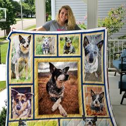 Blue Heeler Dog Picture Collection Quilt Blanket Great Customized Blanket Gifts For Birthday Christmas Thanksgiving and Home Decor