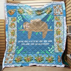 Blue Mama Sloth Quilt and Home Decor