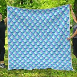 Blue Neon Mermaid Scales Cl17100127Mdq Quilt Blanket and Home Decor