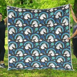 Blue Rainbow Unicorn Cl17100132Mdq Quilt Blanket and Home Decor