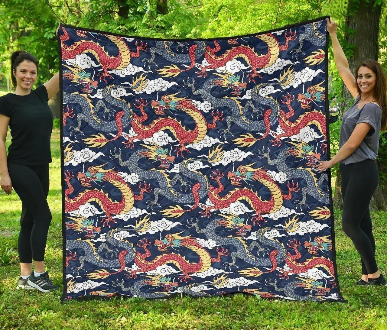 Blue Red Dragon Dhcoud Pattern DHCDHC DT1910 Quilt Blanket and Home Decor