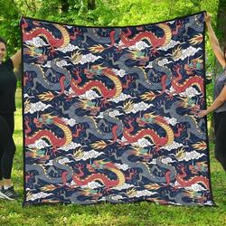 Blue Red Dragon Dhcoud Pattern DHCDHC DT1910 Quilt Blanket and Home Decor