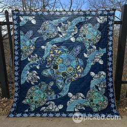 Blue Sea Turtle Clt170610 Quilt Blanket and Home Decor