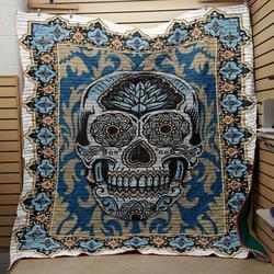 Blue Stone Skull Hur Quilt ib and Home Decor