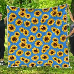 Blue Sunflower Cl17100139Mdq Quilt Blanket and Home Decor