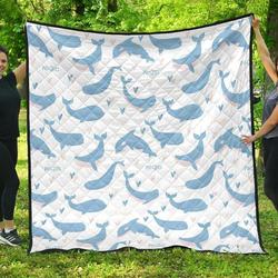 Blue Whale Pattern DHCDHC DT1910 Quilt Blanket and Home Decor