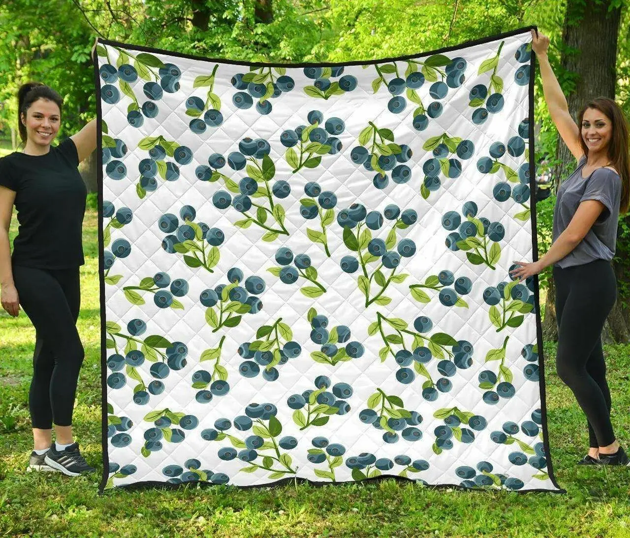 Blueberry White Background DHCDHC DT1910 Quilt Blanket and Home Decor