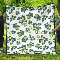 Blueberry White Background DHCDHC DT1910 Quilt Blanket and Home Decor