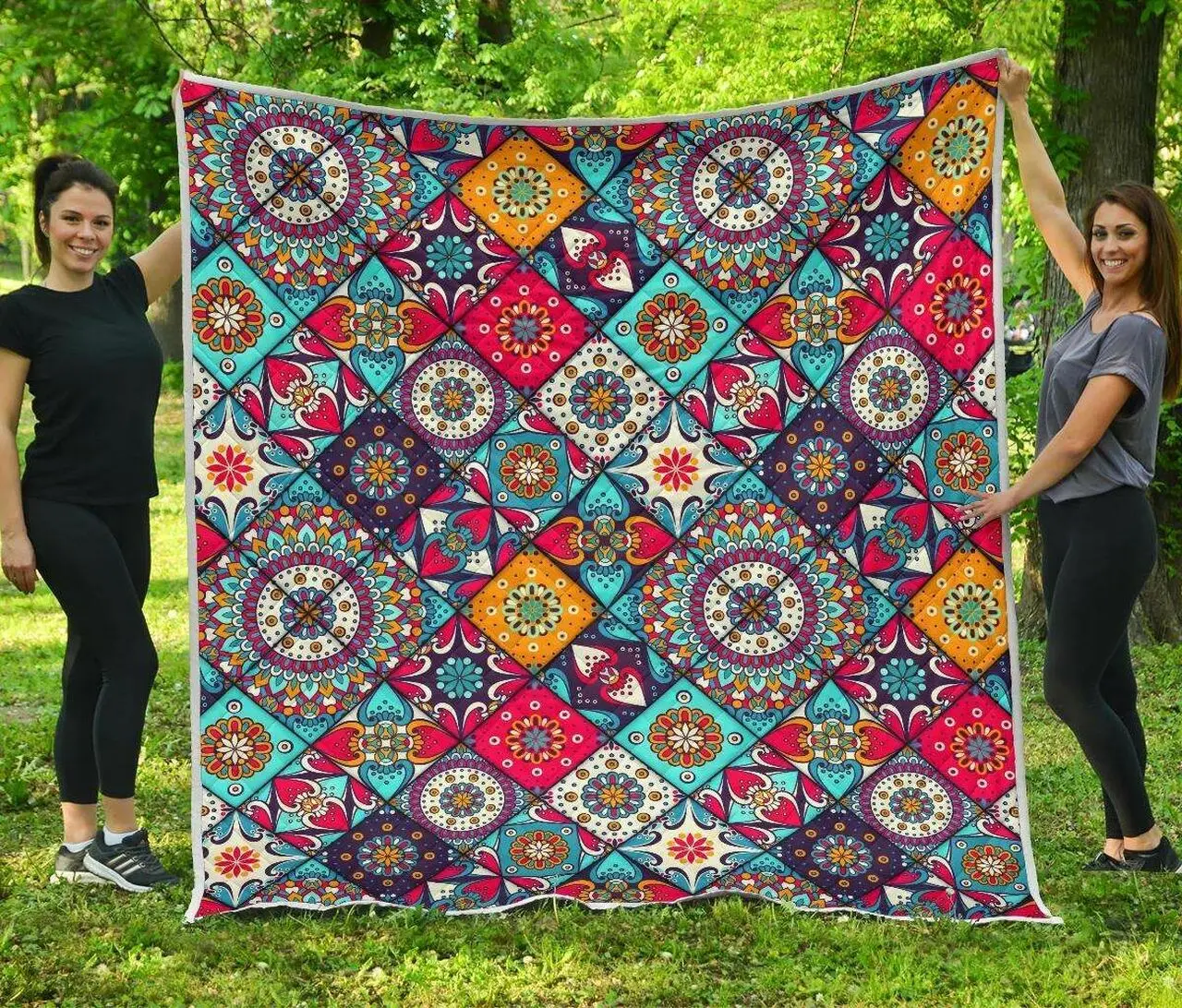 Bohemian Indian Mandala Patchwork Cl17100148Mdq Quilt Blanket and Home Decor