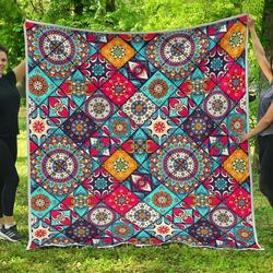 Bohemian Indian Mandala Patchwork Cl17100148Mdq Quilt Blanket and Home Decor