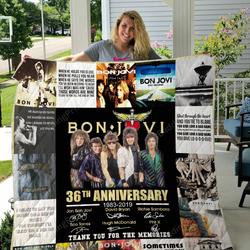Bon Jovi 36Th Anniversary Quilt Blanket and Home Decor