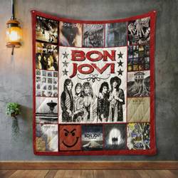 Bon Jovi Style 2 Album Covers Quilt Blanket and Home Decor