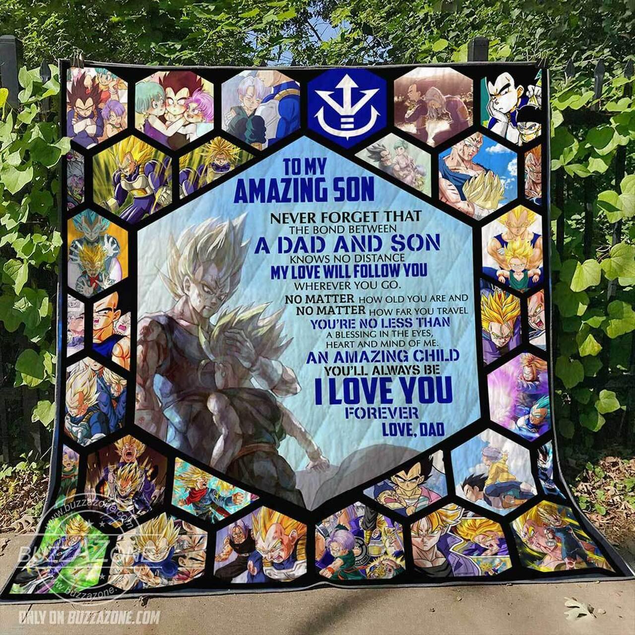 Bond Between A Dad And Son Dragon Ball Bt Quilt V2 Vegeta And Trunks and Home Decor