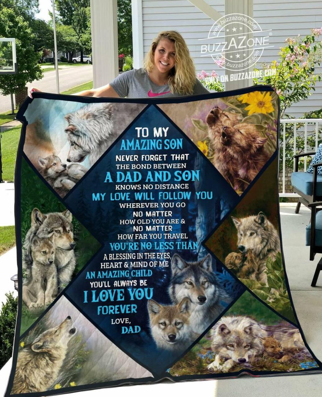 Bond Between A Dad And Son Wolf Bt Quilt and Home Decor