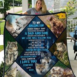 Bond Between A Dad And Son Wolf Bt Quilt and Home Decor