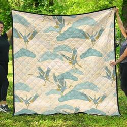 Bonsai Bamboo Stork Japanese Pattern Cream Theme DHCDHC DT1910 Quilt Blanket and Home Decor