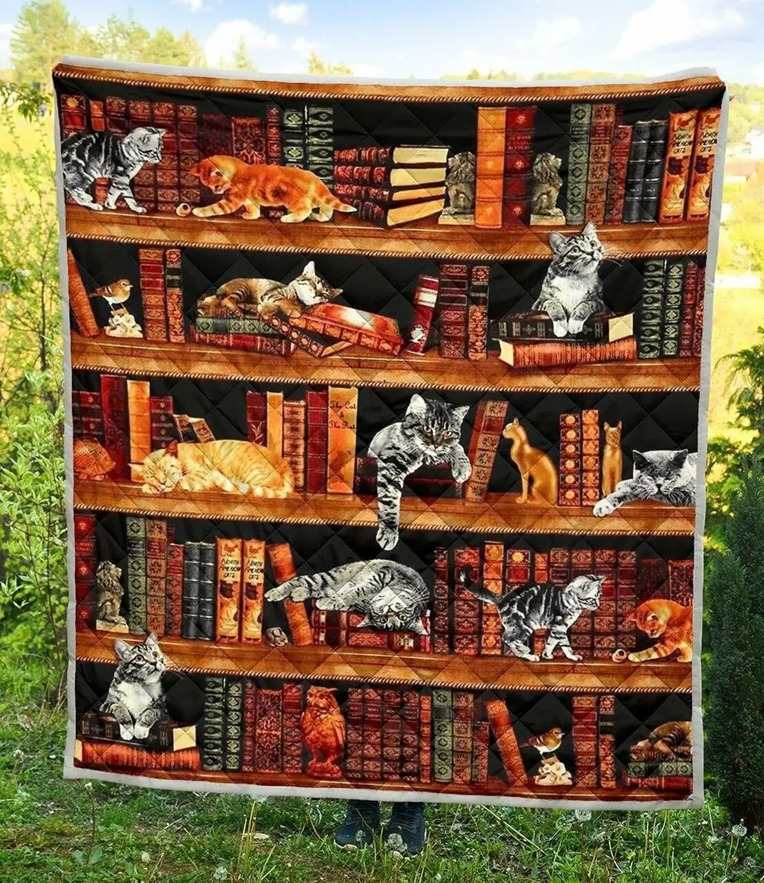 Book And Cat Make Me Feel Special Jfj Quilt Bm and Home Decor