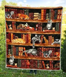 Book And Cat Make Me Feel Special Jfj Quilt Bm and Home Decor