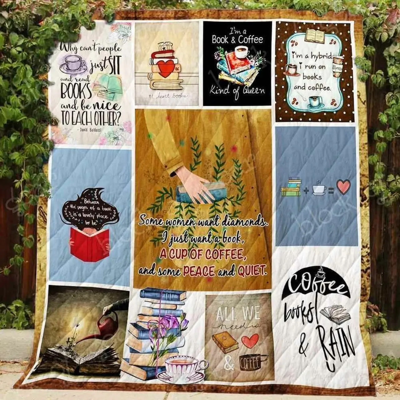 Book Coffee And Peace Blanket Kc1807 Quilt and Home Decor