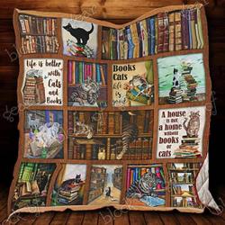 Books And Cats Cl18100112Mdq Quilt Blanket and Home Decor