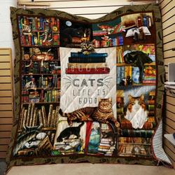 Books And Cats Quilt Blanket ABC07114054 and Home Decor