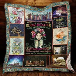 Books Reader Crazy Fantasy World Quilt Blanket Great Customized Gifts For Birthday Christmas Thanksgiving Perfect Gifts For Books Lover and Home Decor