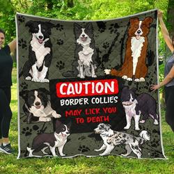 Border Collie Caution Quilt Blanket Dhc09121647Dd and Home Decor