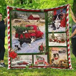 Border Collie Christmas Quilt Blanket and Home Decor