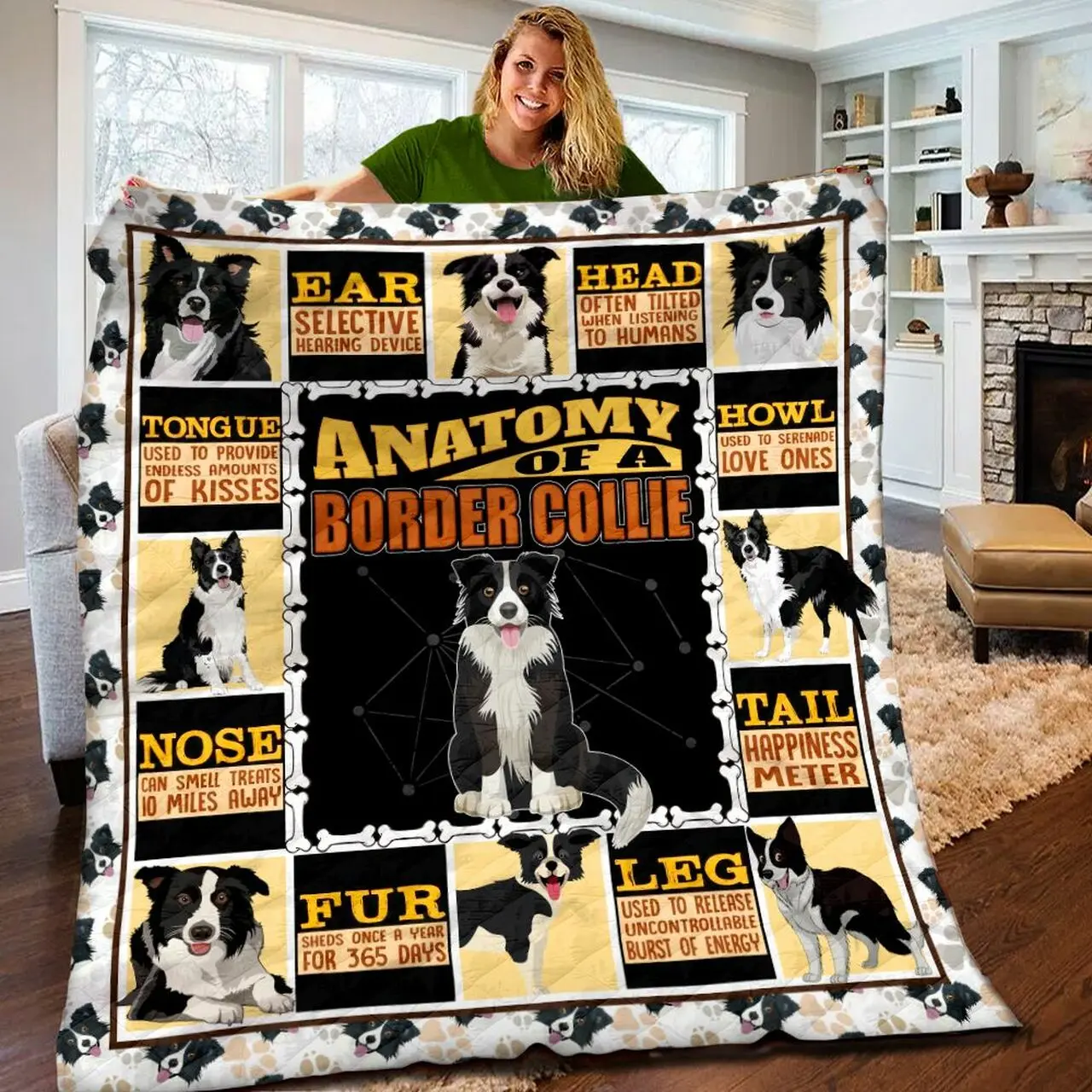 Border Collie Quilt Blanket Bbb170232Dt and Home Decor
