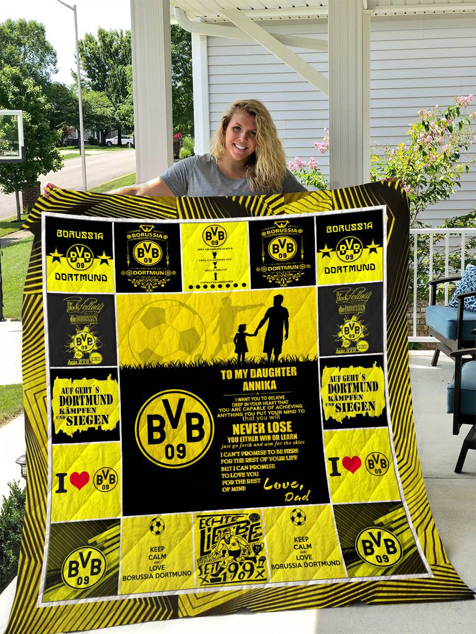 Borussia Dortmund - To My Daughter Annika - Love Dad Quilt and Home Decor