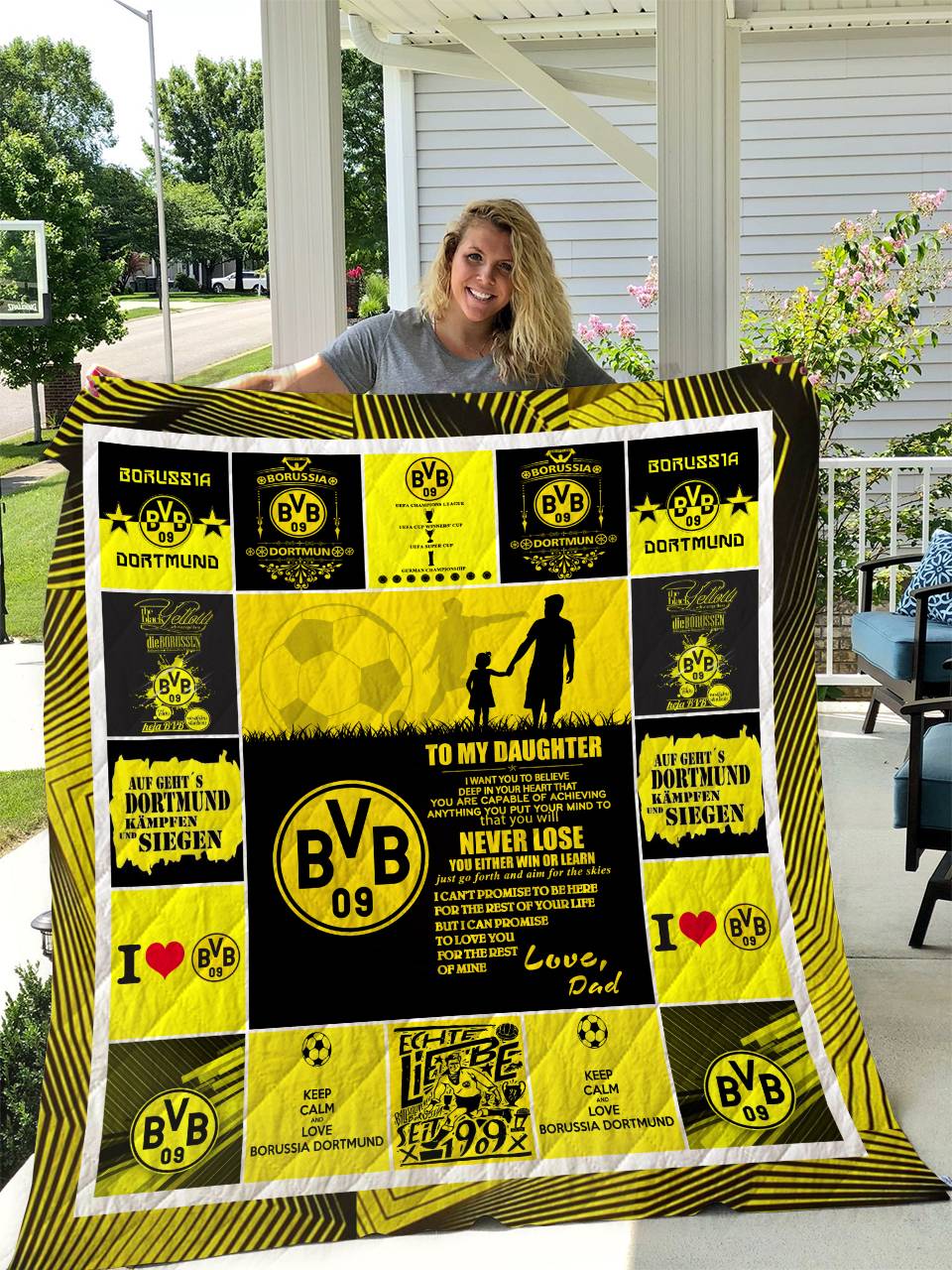 Borussia Dortmund To My Daughter Love Dad Quilt and Home Decor