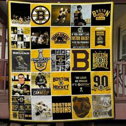 Boston Bruins Quilt Blanket 02 and Home Decor