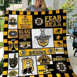 Boston Bruins Quilt Blanket 04 and Home Decor