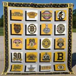 Boston Bruins Quilt Blanket 07 and Home Decor