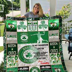 Boston Celtics - To My Grandson - Love Grandmom Quilt and Home Decor