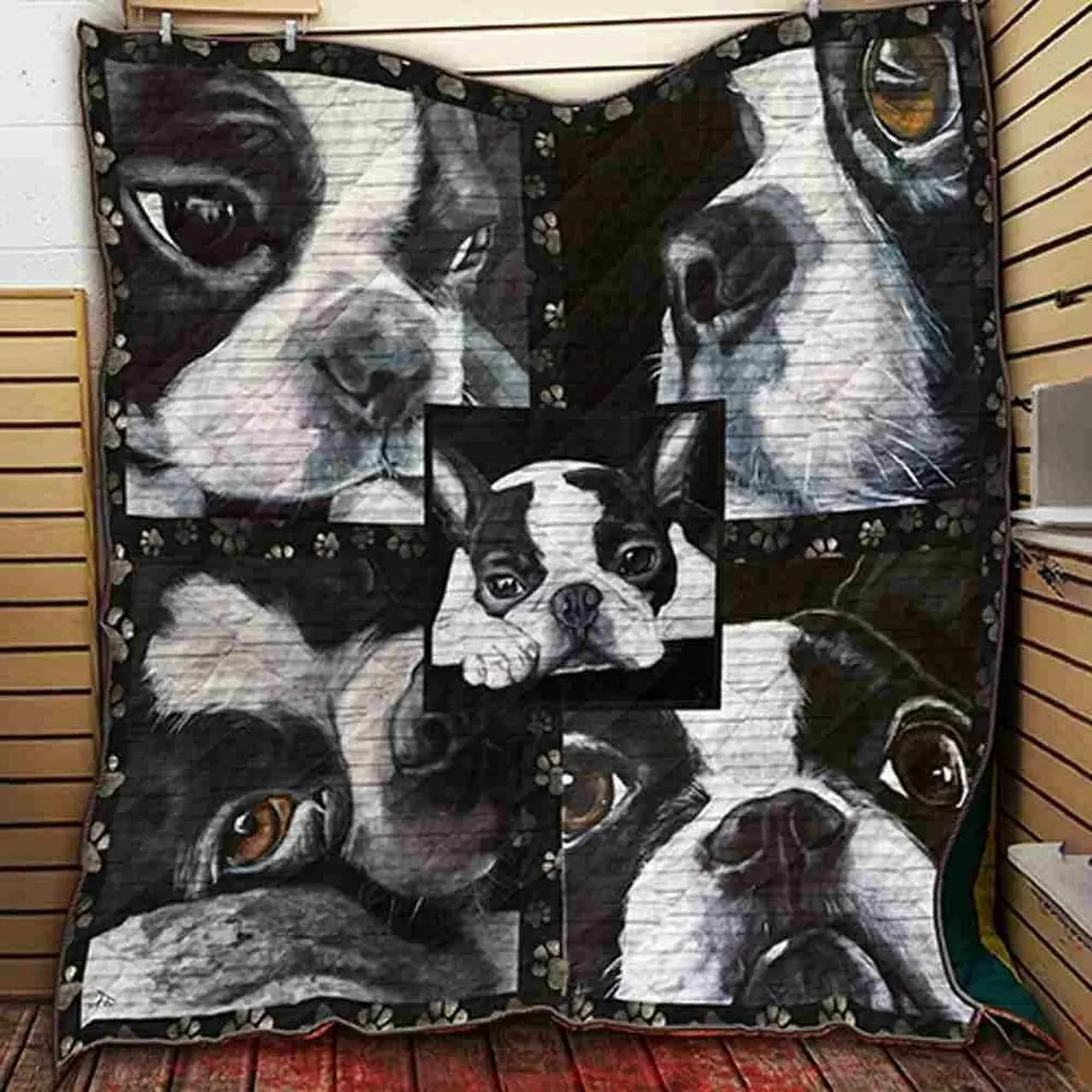 Boston Dog L Love 3D Customized Quilt and Home Decor